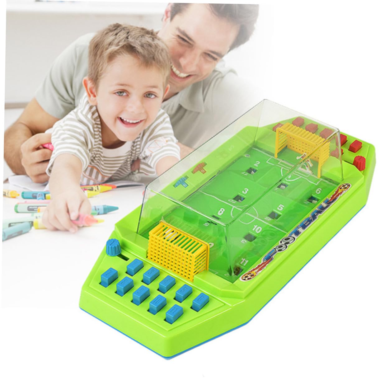 Gioco da Calcio da Tavolo Mini in Abs Verde per Ragazzo Ragazza | Doppio Duello, Formato Compatto, Facile da Usare, per Compleanno e Children Day's