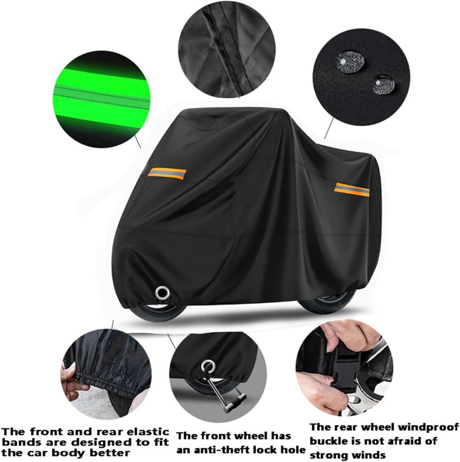 Motorcycle Cover for Suzuki Burgman 400 1999-2025 Premium Waterproof Durable All-Weather 190T Indoor Outdoor Protection Cover Accessories Black Orange