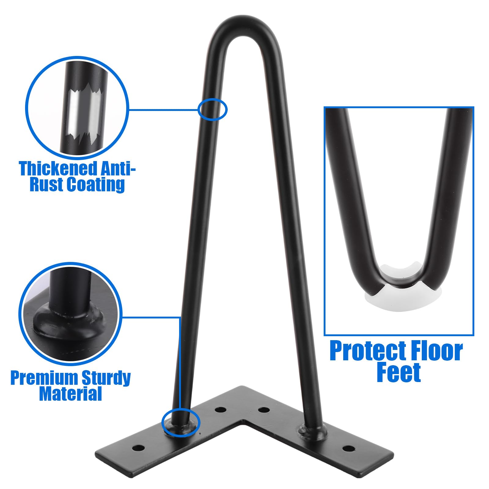 WOPPLXY 8 PCS Hairpin Legs 8Inch, 20cm Metal Table Legs Black Hair Pin Furniture Legs - Image 3