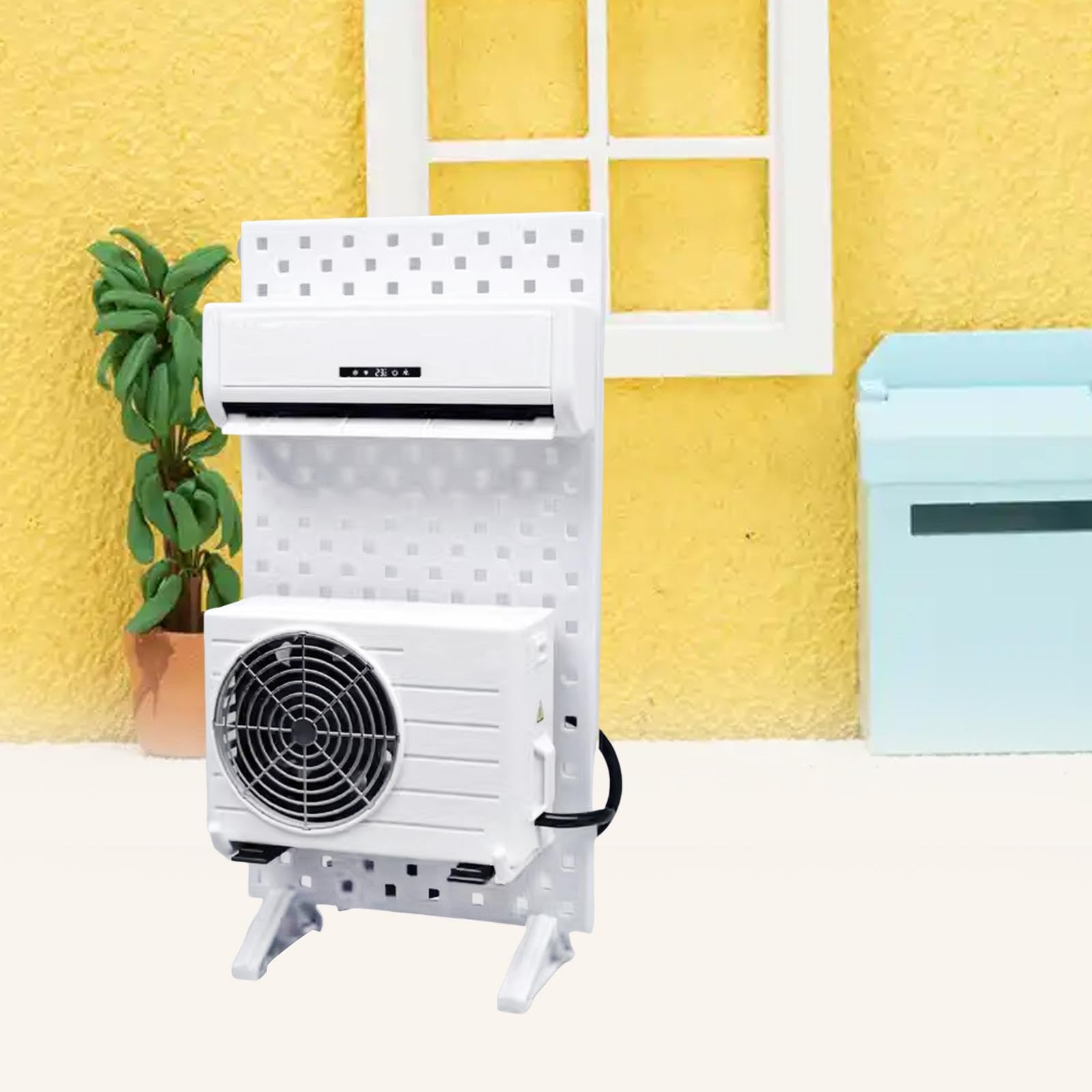 Condizionatore d'Aria in Miniatura Set Casa Bambole D'Arredo Realistico Accessorio Paesaggio per Creare Scene Adatto per Hobbisti Ed Espos, con Espositore