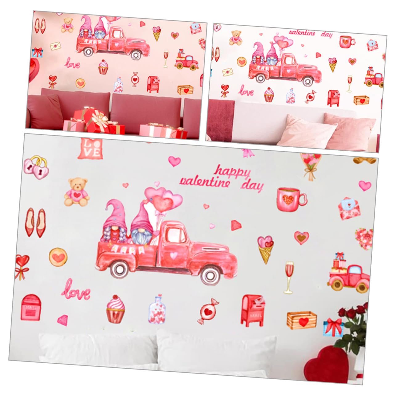 Housoutil 4 Blätter Wandtattoo Zum Valentinstag Wanddekoration Gold Tapeten Fenster Wandtattoos Als Heimdekoration Nagelaufkleber Wichtel-aufkleber Zum Valentinstag Haken Abziehbilder Pvc