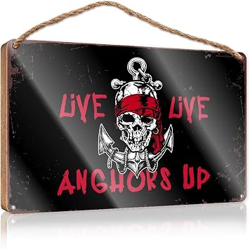Home Wood Sign Live Life Anchors Up Wooden Sign Wood Signs for Home Decor Outdoor Wall Decor  Size 20X30CM