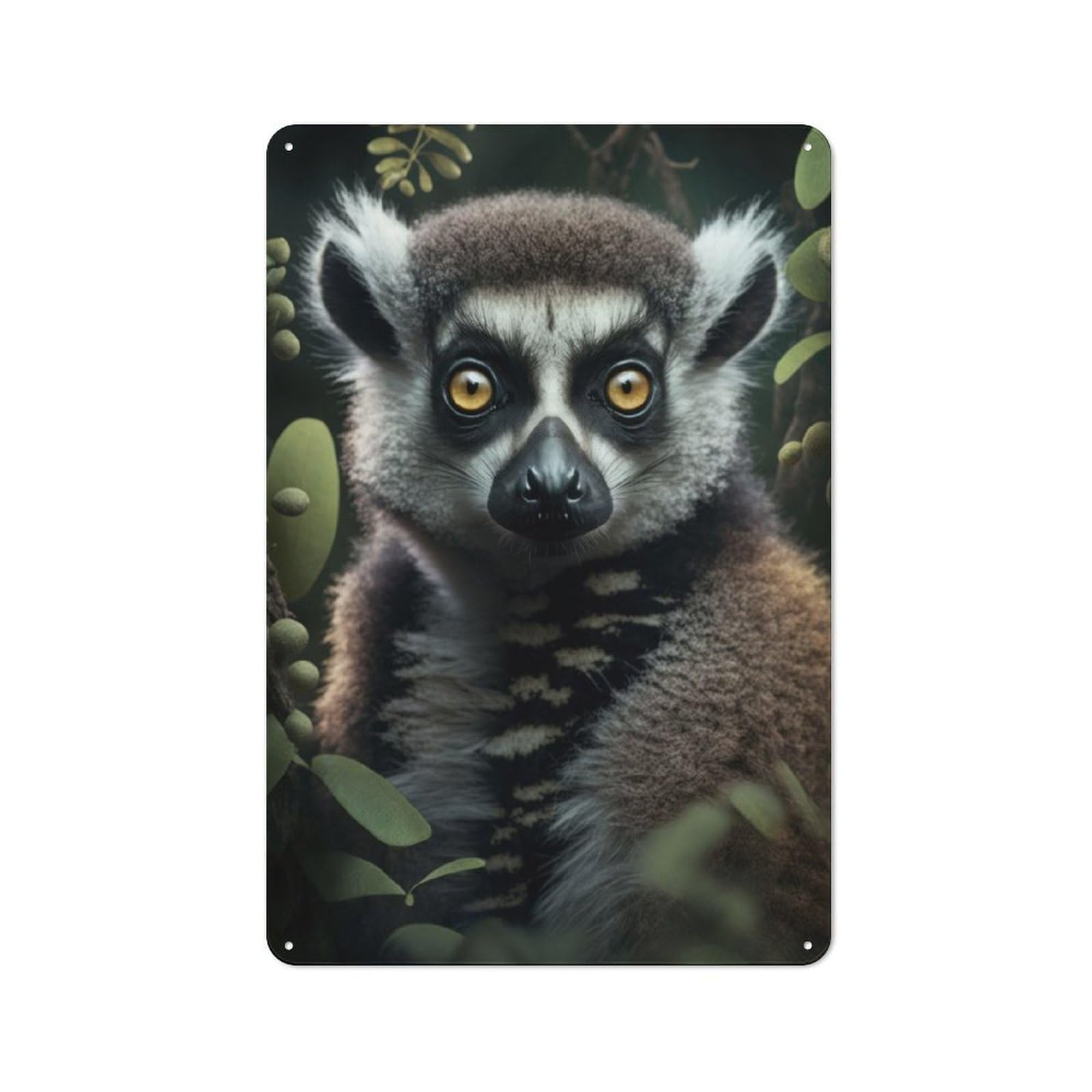 Junmoney Lemur Metal Wall Sign 30X20cm Featuring For Garage Or Workshop, Suited To Diy Enthusiasts