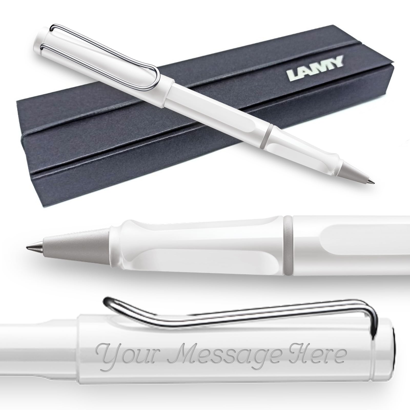 Lamy Safari Tintenroller mit Gravur/Personalisierung, Weiß