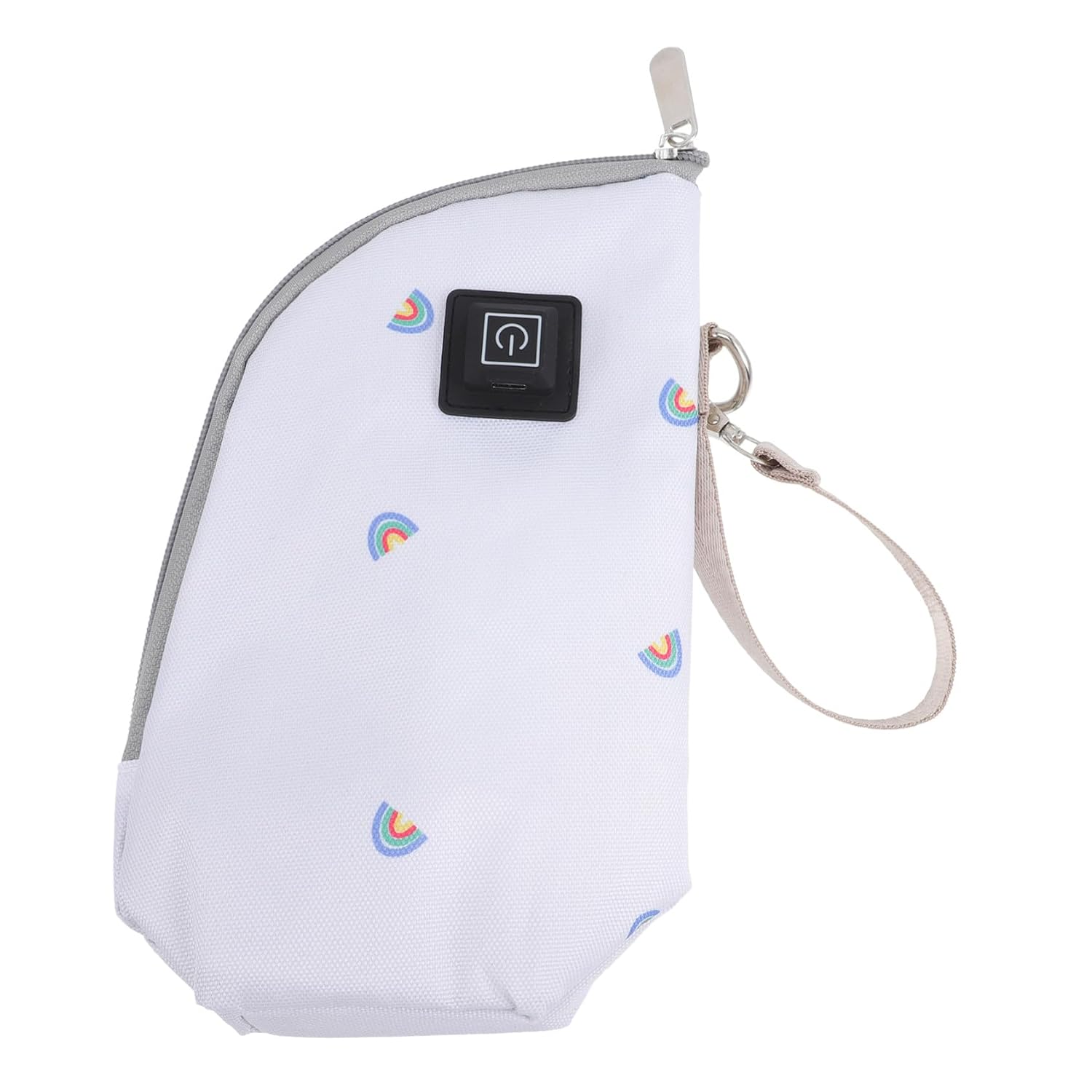 Portable Bottle Warmer Pouch with Temperature Settings for Breastmilk Car Use and Travel Automatic Constant Heat Lightweight Milk Bag in Light Gray Rainbow