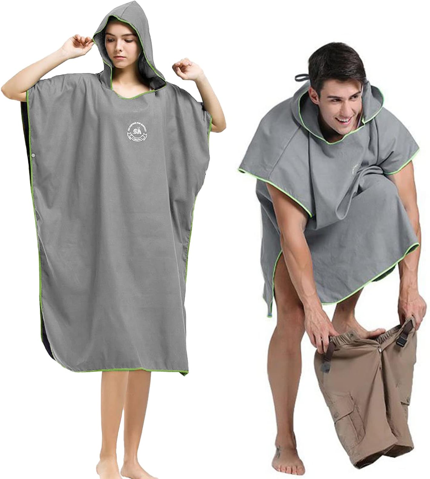 Hiturbo Microfiber Surf Poncho, Wetsuit Changing Bath Robe, Quick Dry Pool Swim Beach Towel with Hood