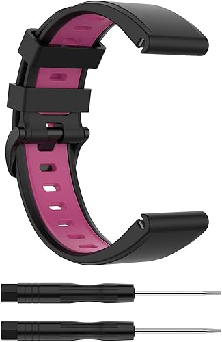 Miniatura 14 de Compatible con Garmin Fenix 6 Sapphire Watch Bands, Forerunner 945 Bands, 0.866 in Quickfit Silicona Correa de repuesto para Garmin Instinct, Fenix