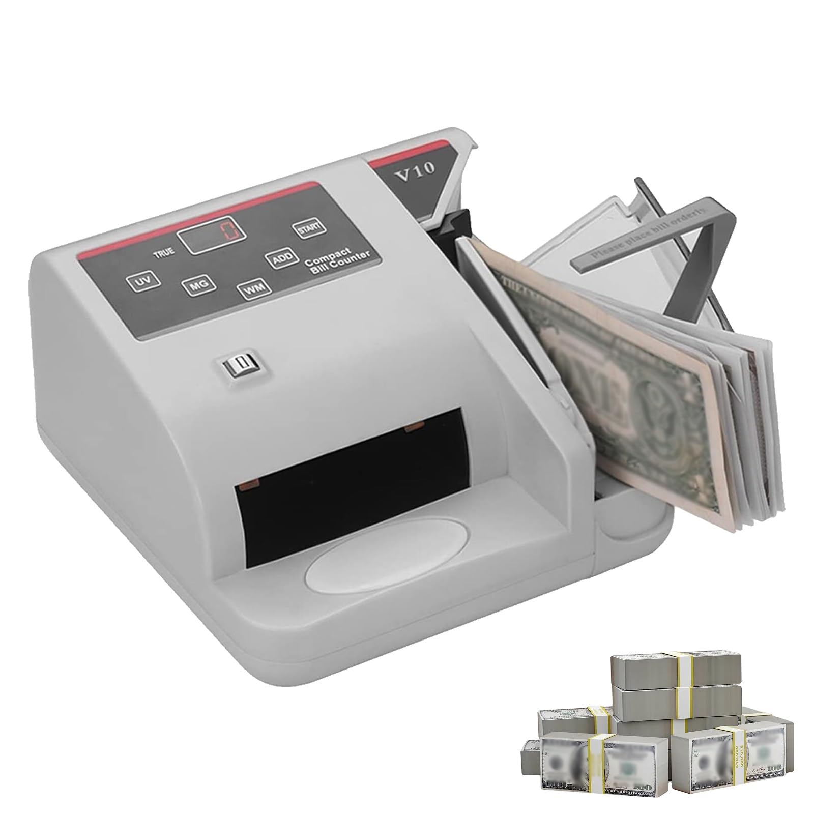 Mini contatore portatile per banconote, conteggio banconote con istruzioni sonore, conta fino a 999 banconote, 600 pezzi/min, rilevamento contraffatti per valuta mondiale