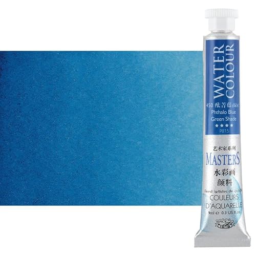 Marie's Masters Quality Watercolor Paint - Phthalo Blue (Green Shade), 9 mL - Concentrated Color, Pure Pigments, High Lightfastness Ratings