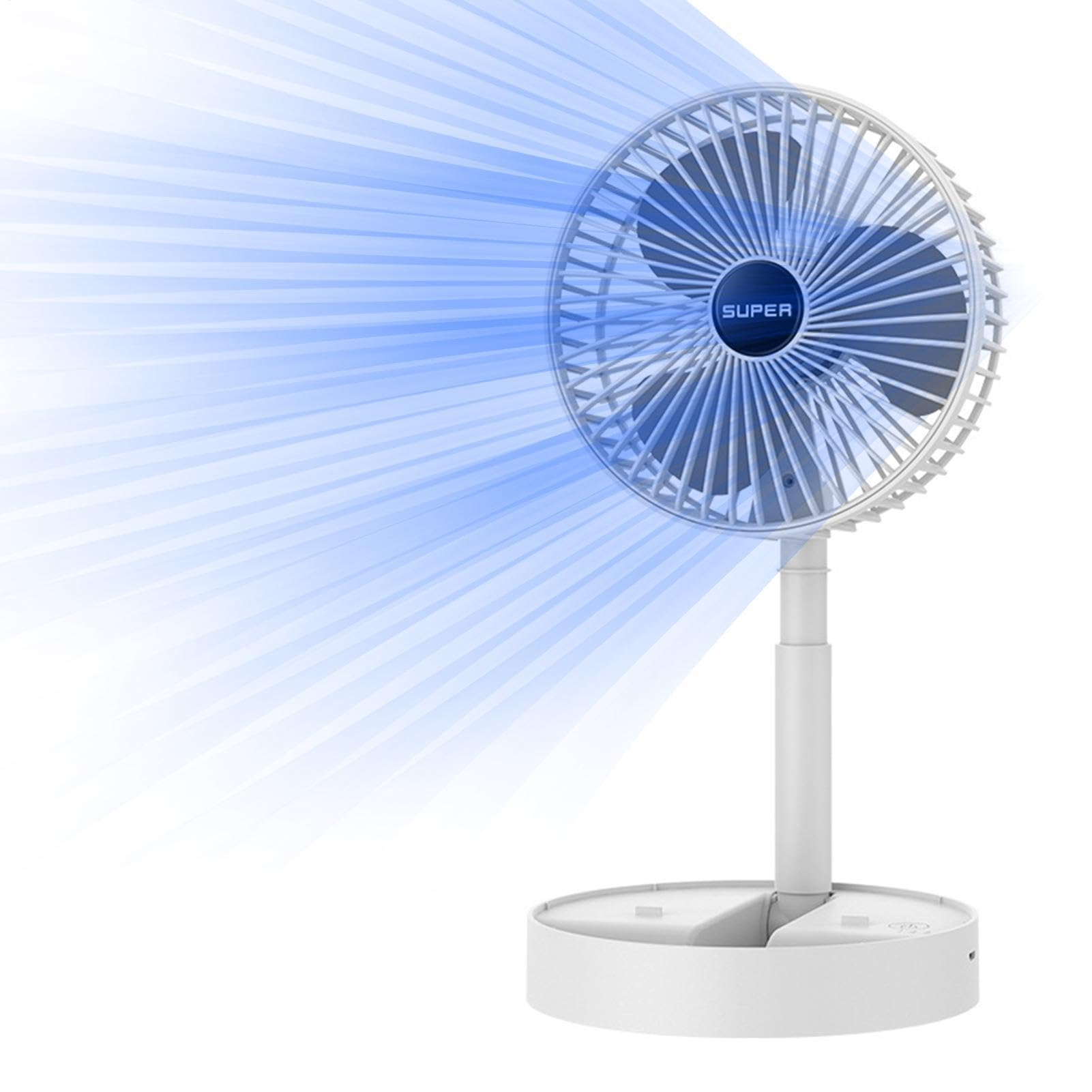 Ventilateur de bureau rechargeable USB télescopique et pliable à 3 vitesses