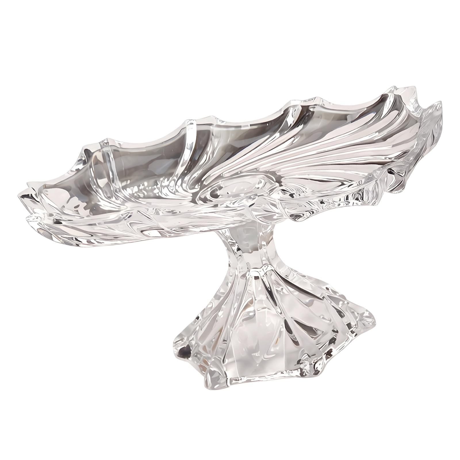 Elnwnnkc Decorative Glass Fruit Bowl with Raised Pedestal Stand Clear Serving Tray for Fruit Snacks Living Room Decoration Dining Decoration