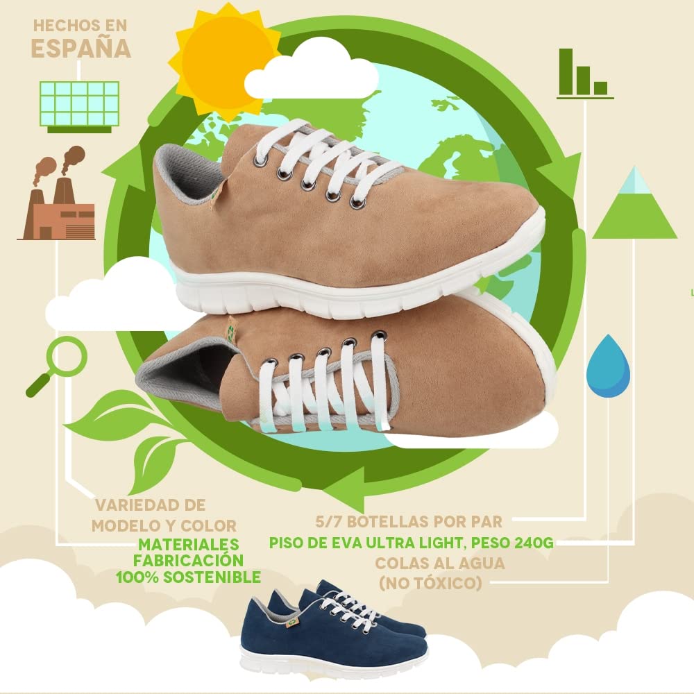Zapatillas ecologicas para Mujer, Fabricadas con Materiales 100% reciclados y Ecologicos. Eco Friendly y Bio.Fabricado en Espana.