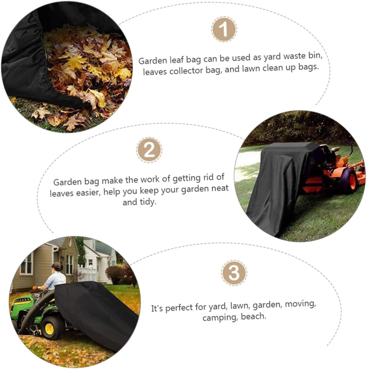DOITOOL Reusable Lawn Leaf Waste Bag for Garden and Yard Cleanup, Foldable Black Drawstring Sweeper Storage Bag Compatible with Lawn Tractor Leaf Collectors