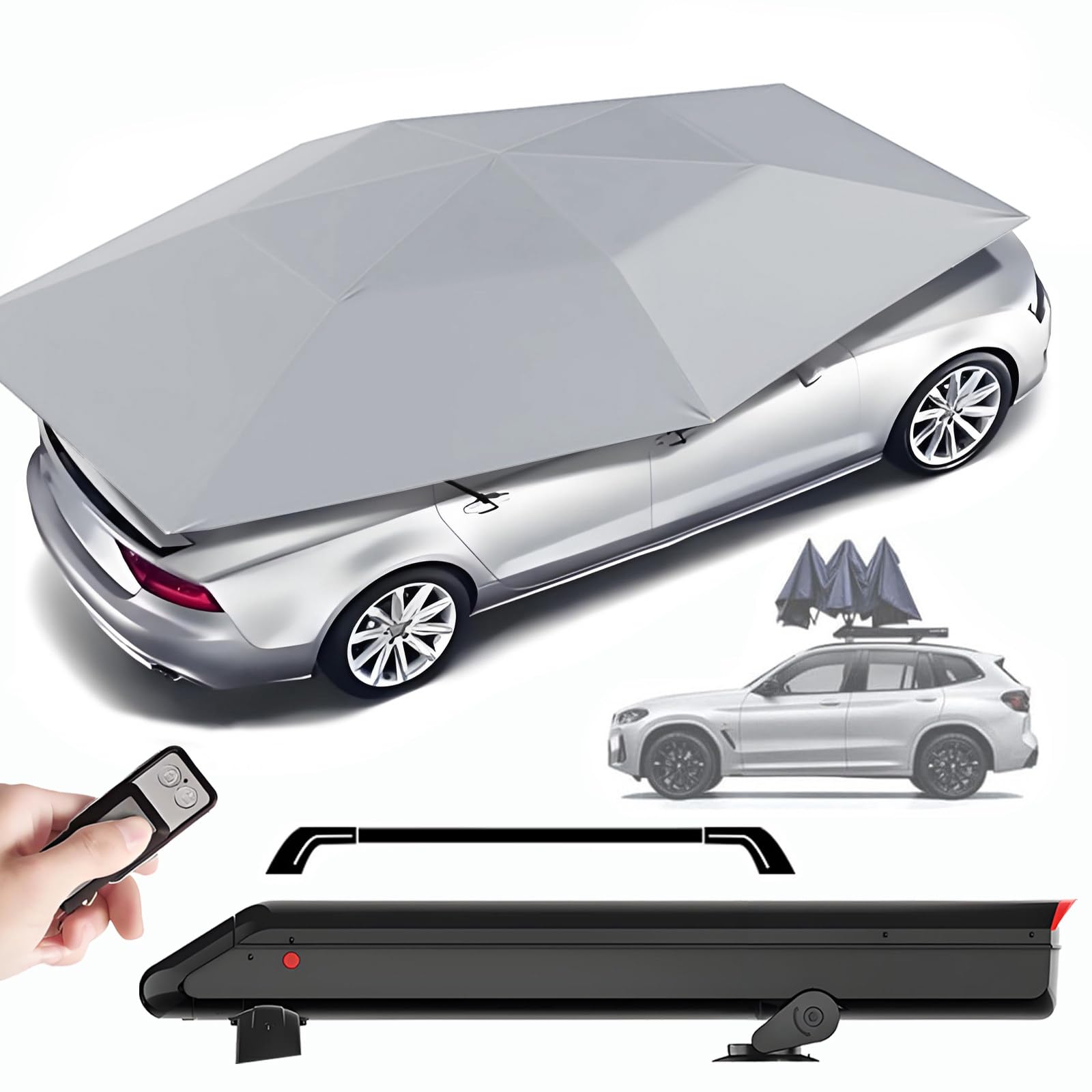 Automatyczny baldachim na parasol samochodowy z pilotem zdalnego sterowania, w pełni wysuwany pokrowiec samochodowy, wodoodporny i przenośny, do samochodów typu sedan SUV