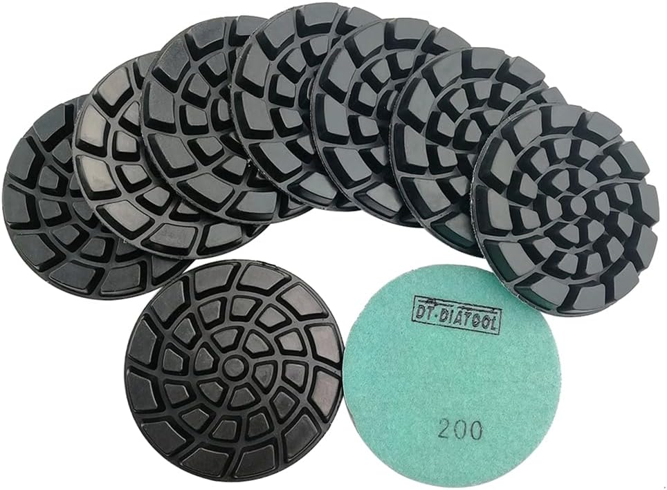 DT-DIATOOL Diamond Floor Polishing Pads Resin Bond Terrazzo Floor Diameter 4 Inch Mix Grits A Pack of 7