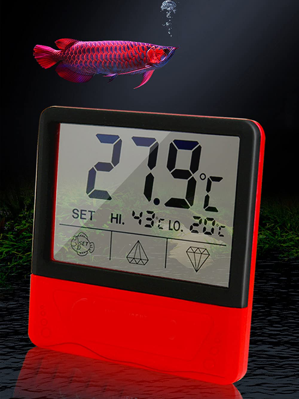 Termometro per acquario Siqi, termometro digitale per acqua trasparente a led ad alta precisione con letture accurate della temperatura per anfibi e rettili terrario
