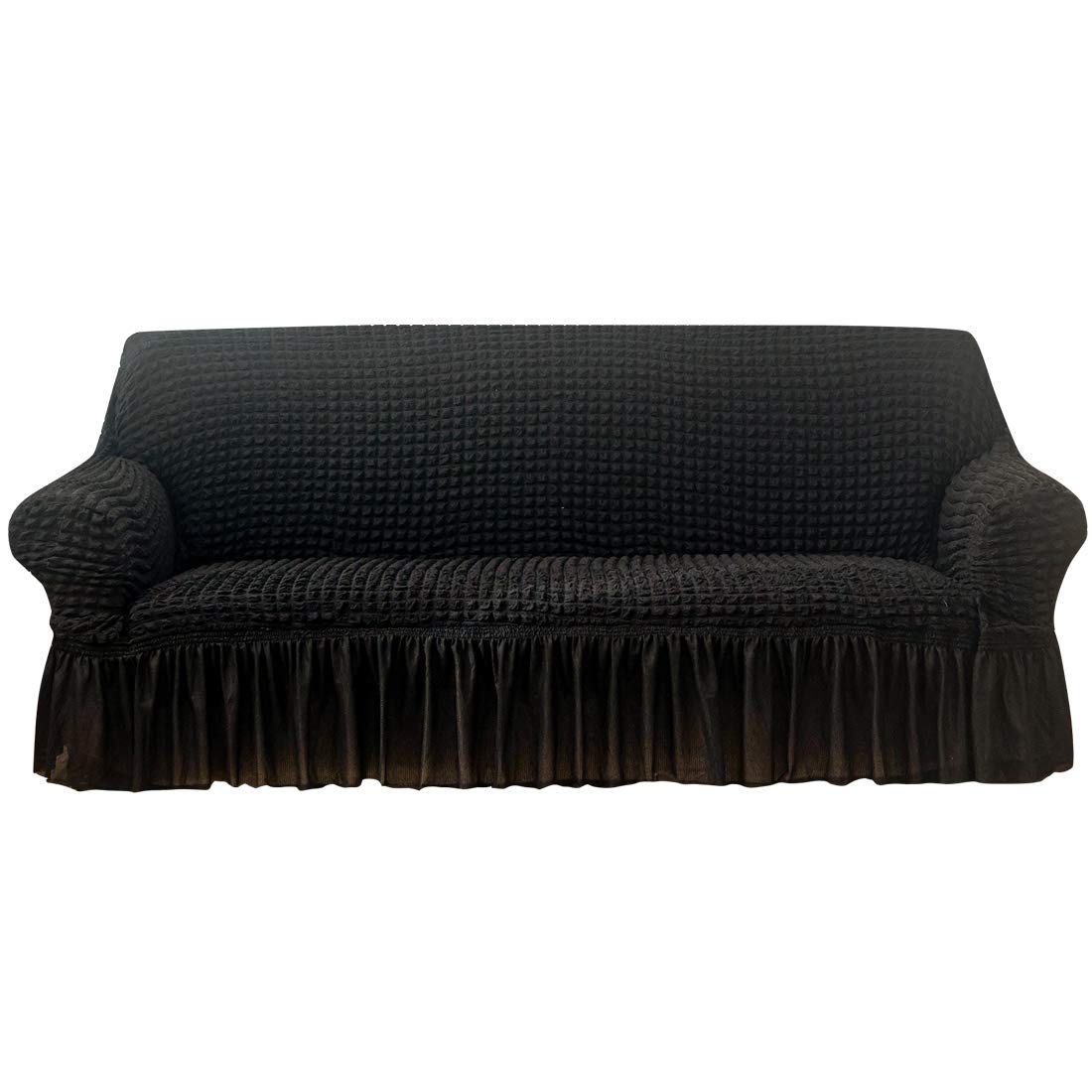 YAOYI Stretch Sofa Cover with Skirt, 1/2/3/4 Seater Seersucker Full Cover Sofa Protective Cover, Polyester Spandex Fabric (3 Seater,C)