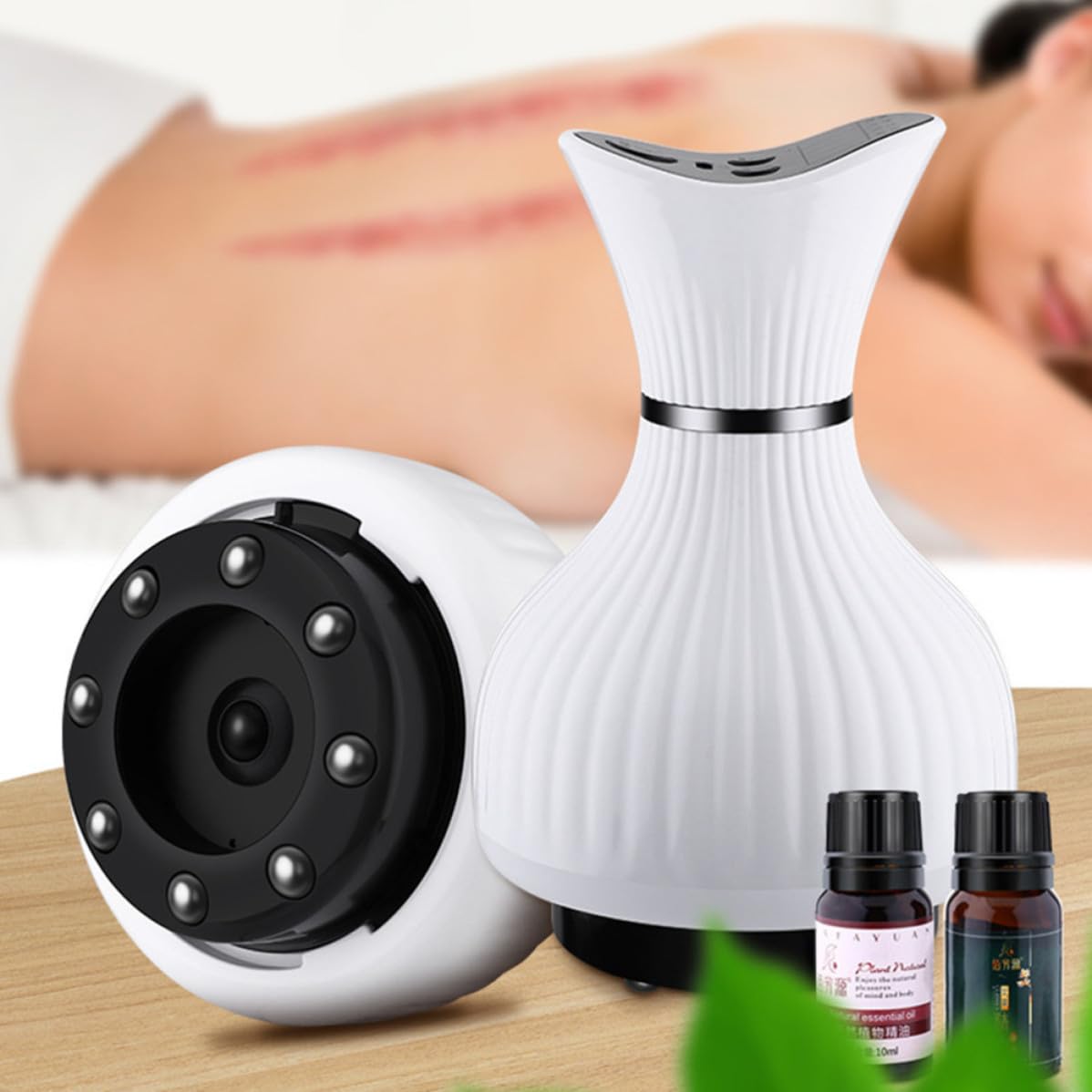 USHOBE Masajeador Eléctrico de Raspado el Cuerpo Batería de 1200mah, Material Abs, Función de Alivio de Fatiga y Masaje de Meridianos para Relajación en Casa
