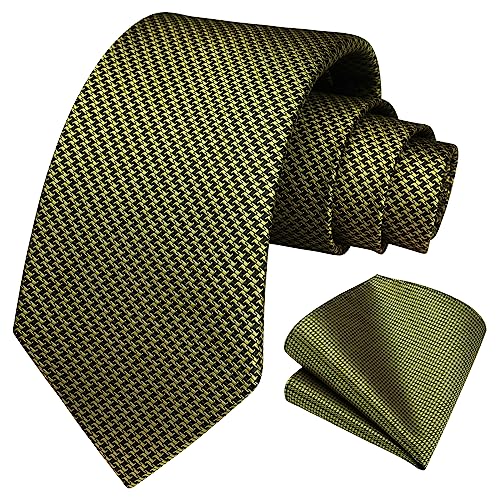Image of HISDERN Mens Ties Solid Color Tie and Pocket Square Set Classic Woven Formal Neckties & Handkerchief Wedding Party