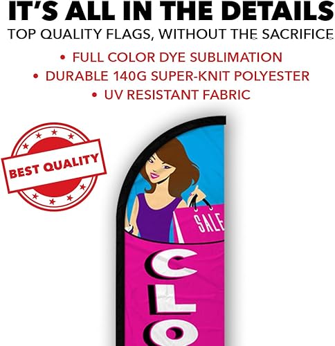 Miniatura 3 de Bandera publicitaria sin viento para venta de ropa, perfecta para minoristas, negocios, tiendas, tiendas