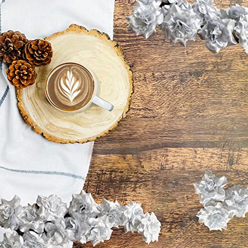 120 Pcs Artificial Silk Roses Head Fake Rose Flower Head Diy Roses Heads For Valentine's Day Wedding Centerpieces Mother's Day Flower Wall Diy Crafts Bouquet Home Floral Decoration -Silver #TOP2