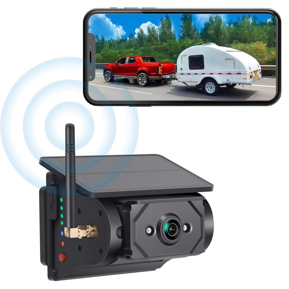 Cámara de Visión Trasera Inalámbrica con Energía Solar para Enganche de Remolque de Caravana o Remolque para Caballos, con Aplicación WiFi para Teléfonos Móviles para Android e iOS