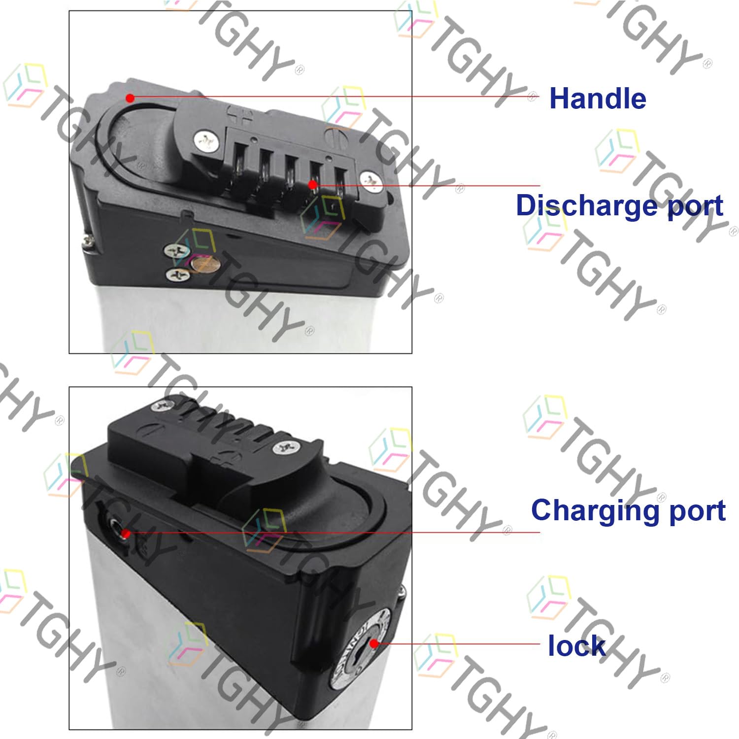 TGHY Batería de Litio extraíble de Repuesto de 36 V 15 Ah/17,5 Ah o batería Interna Oculta de 48 V 10,4 Ah/12,8 Ah/14 Ah con Cargador para Motor de Bicicleta Plegable de 50-700 W.,48v 10.4ah
