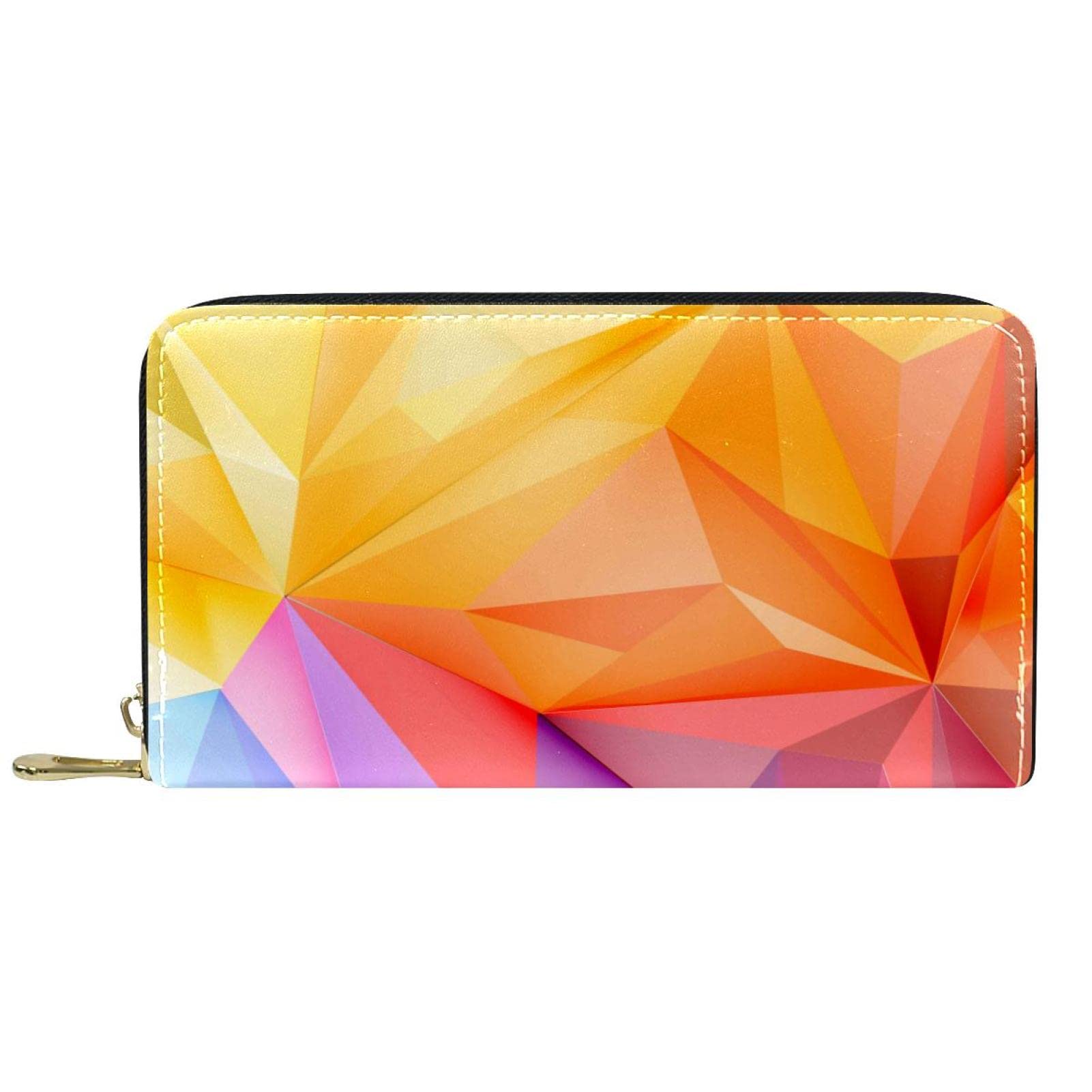 Cartera de cuero abstracto con cremallera larga, Varios colores, 20.5x2.5x11.5cm/8.07x1x4.53 in, Classic