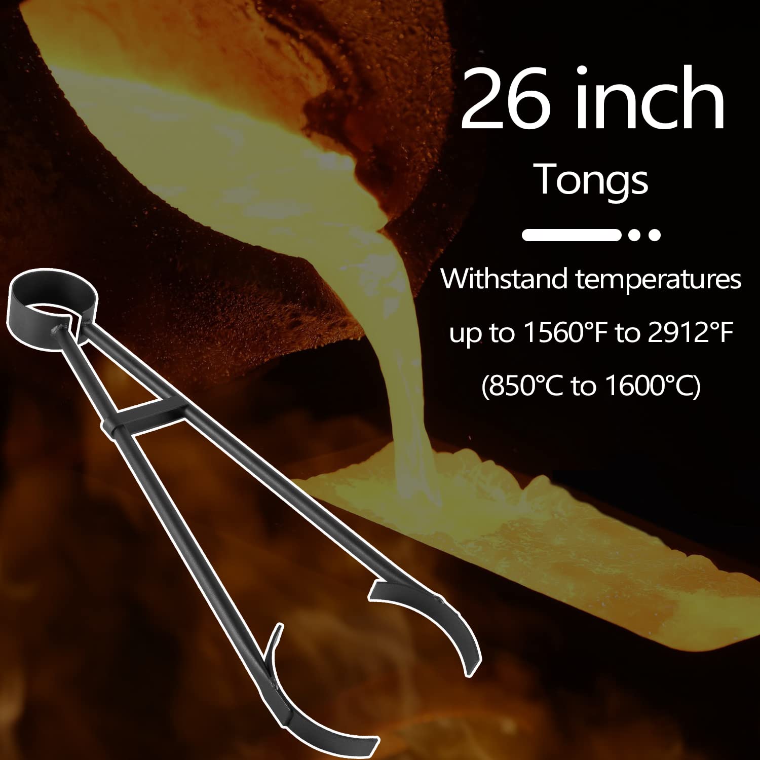 Bonbo Pince universelle robuste de 66 cm pour fonderie, creuset, support de creuset, pince universelle pour manipuler les creusets de raffinerie en graphite pour fondre, mouler, affiner l'or,