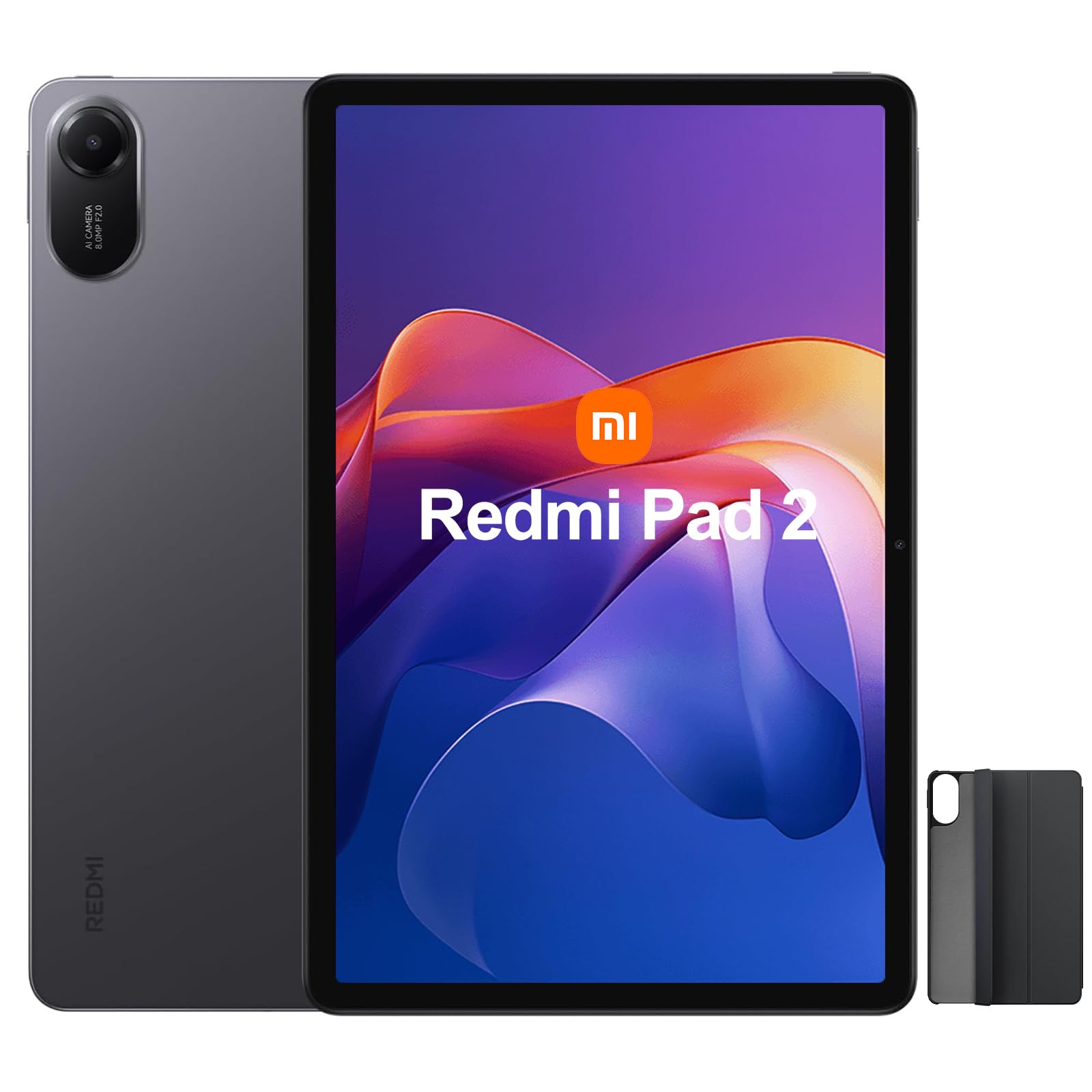 XIAOMI Redmi Pad 2-11" Android Tablet (2.5K-Auflösung, 90 Hz), 4+128GB Interner Speicher, MediaTek Helio G100 Ultra, 9000 mAh Akku, Dolby Atmos Quad-Lautsprecher mit schwarzer Schutzhülle inklusive