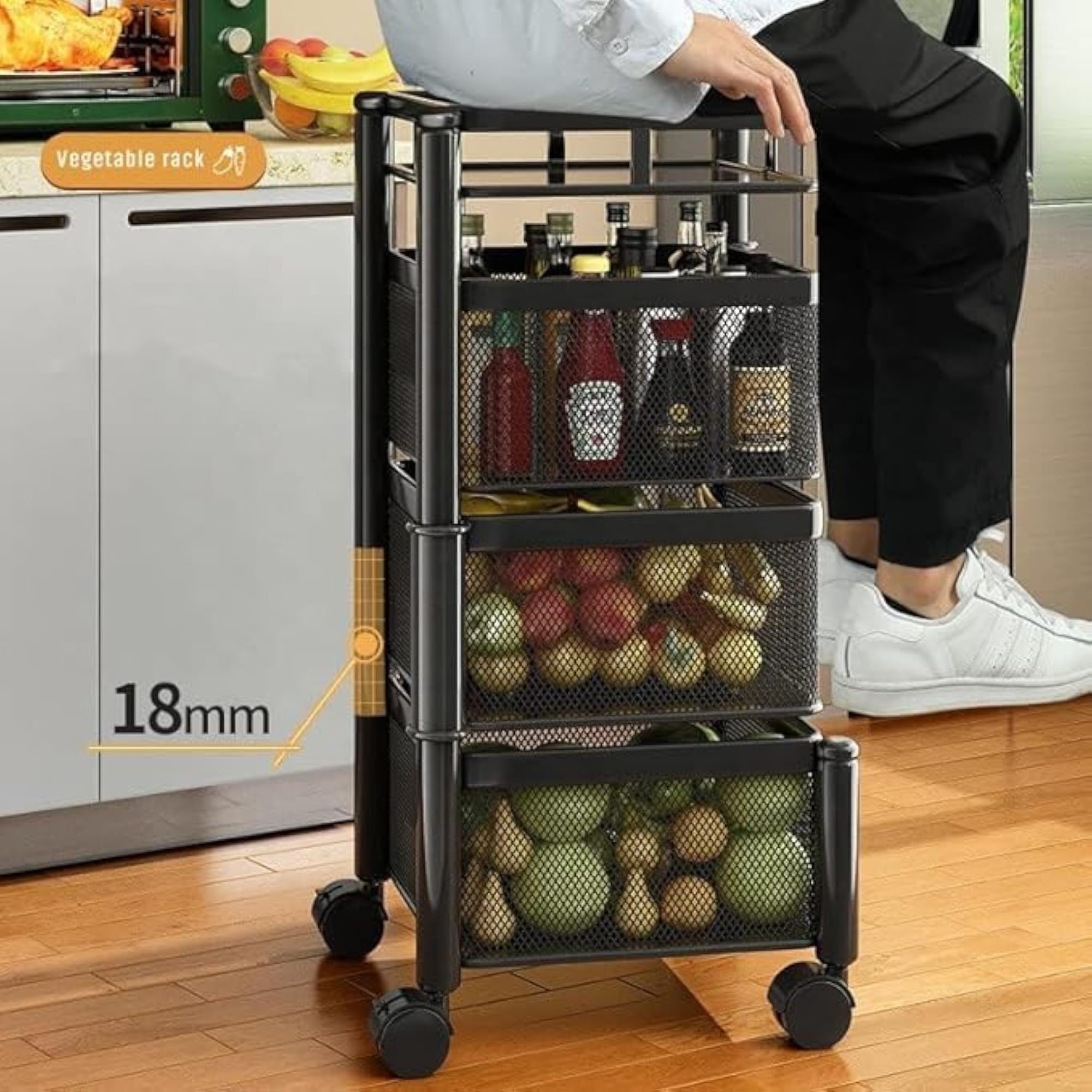 Metal Multi-Purpose Mesh Rotating Trolley Storage Organizer