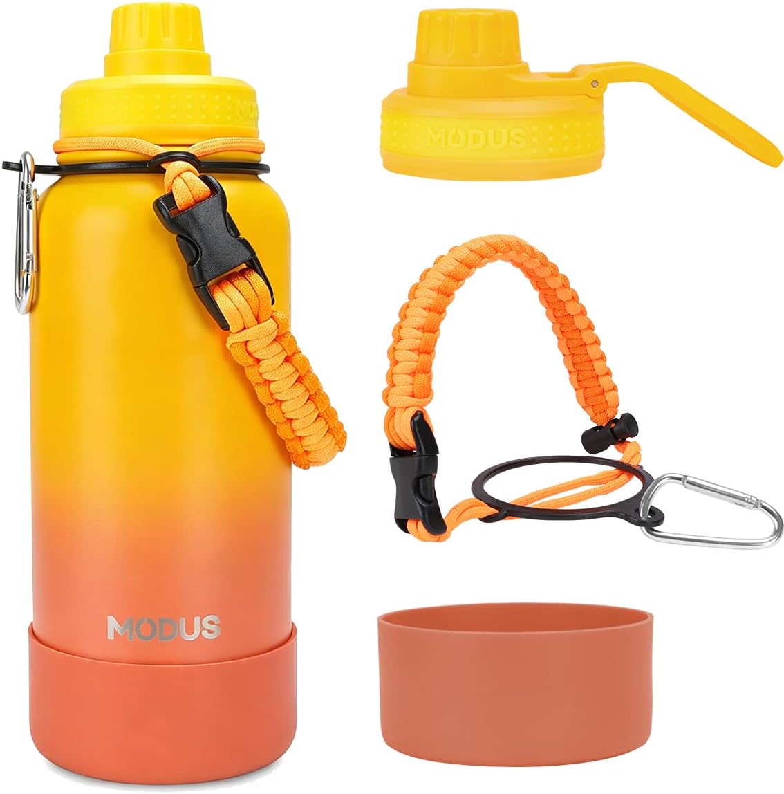 Garrafa Térmica De Água Isolada 950ml Quente & Frio De Aço Inox Com Alça (Gradiente Amarelo a Laranja)