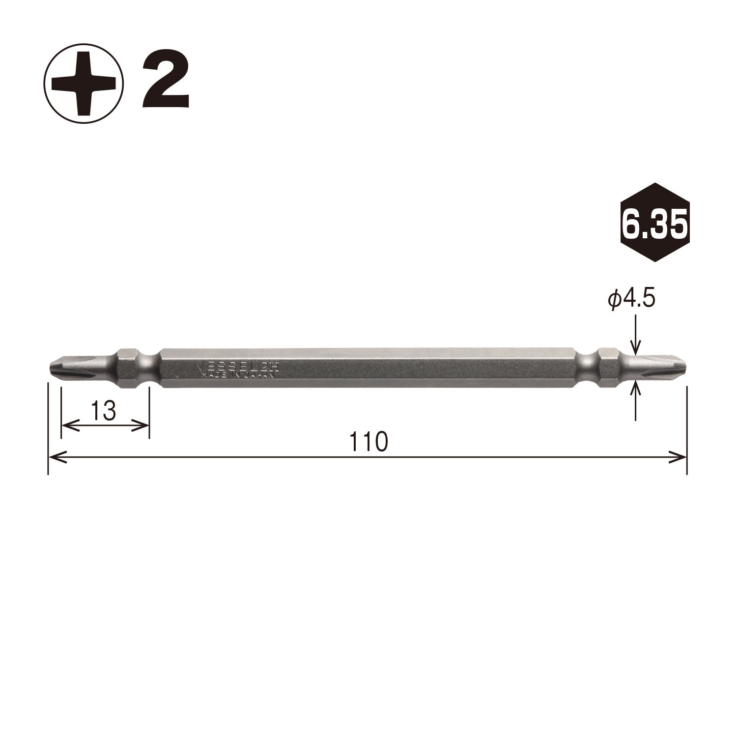 (未使用･未開封品)ベッセル(VESSEL) 両頭 スレンダービット +2×110mm 10本組 硬度:H(高硬度) AS14 ZP Amazon | 【Amazon.co.jp 限定】ベッセル(VESSEL) 両頭 スレンダー