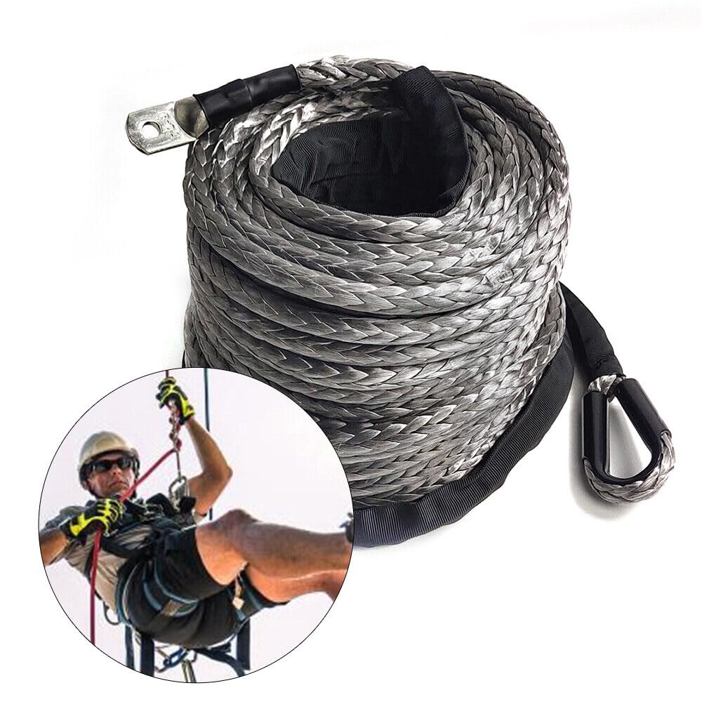 Corda Sintetica Per Verricello Dyneema Kinetic, 1/4 X 50 Ft (15 M), Per ATV UTV SUV, Con Manicotto E Ditale In Acciaio Inox