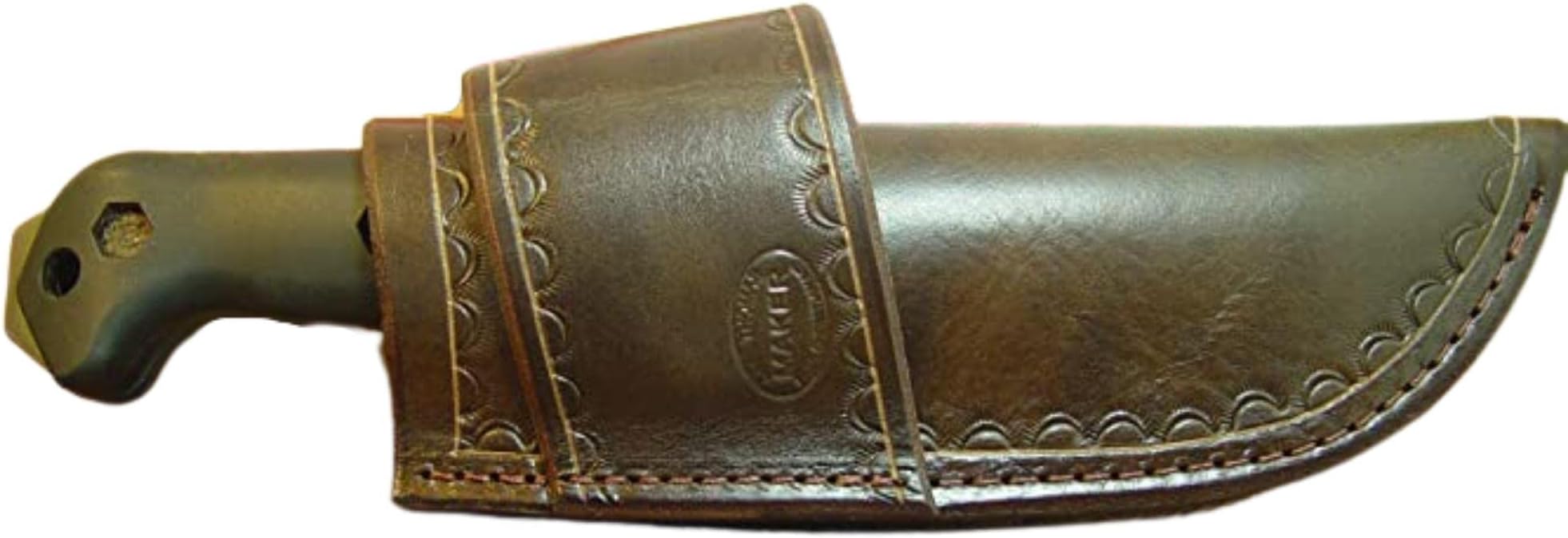 Custom Cross Draw Sheath for a Bk 2 and the BK 1O Knife Hand Tooled Dyed Dark Brown