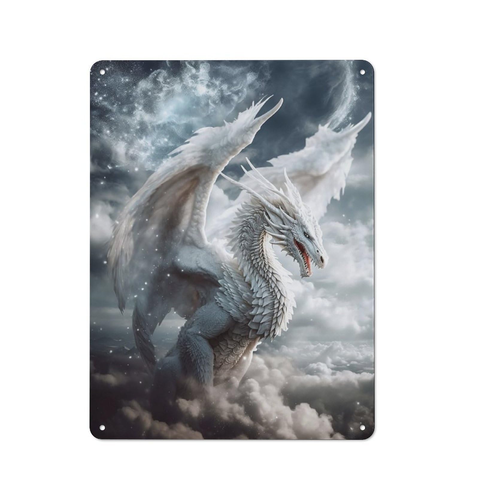 Junmoney Angel Dragon In The Clouds Old Style Metal Sign 40X30cm, Bar Wall Plaque For Diner, Restaurant, Shed Or Kitchen