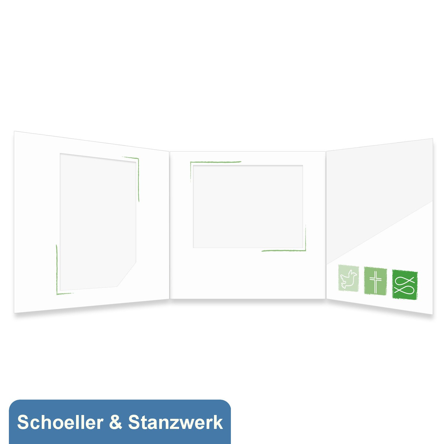 Schoeller & Stanzwerk© - 25 Stück 3-teilige Portraitmappe Kindergarten- / Schulfotomappe für 13x18 cm Fotos - Kommunion - Konfirmation - Jugendweihe
