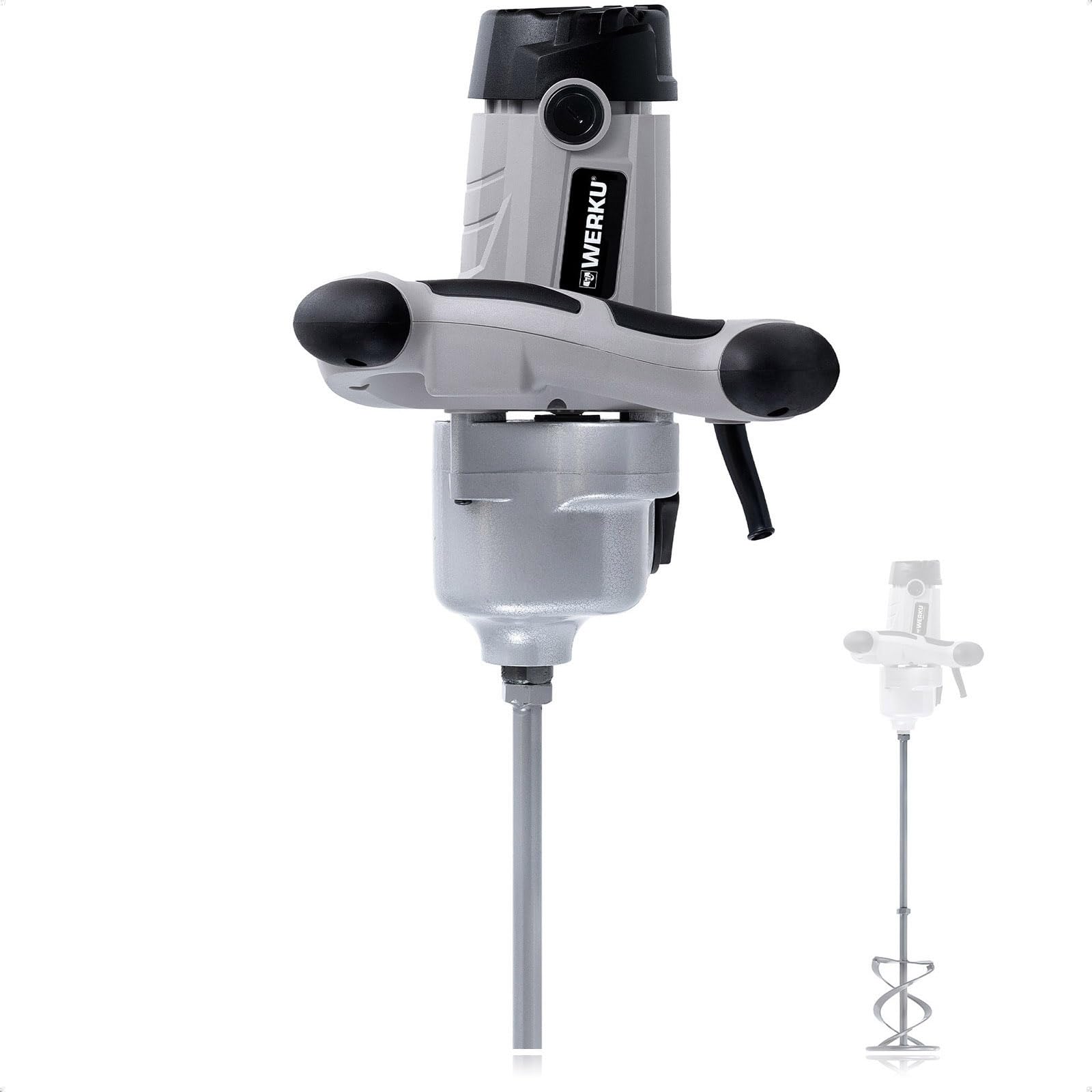 Werku WK403790, Mezclador Pintura-Mortero, Calidad Profesional, Mezclado 125 Kg, Potencia 2000 W, Incluye Varilla Mezcladora