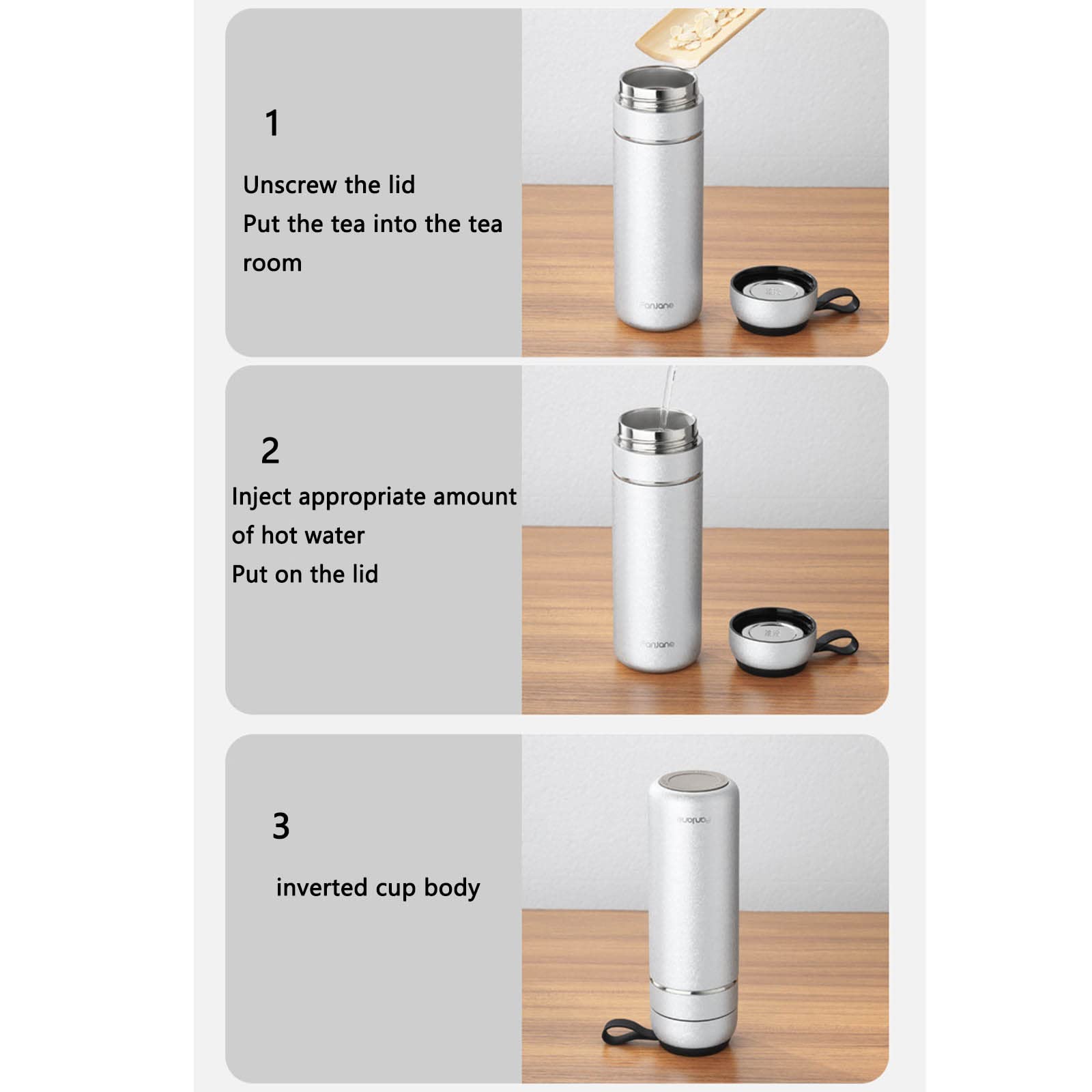 Trinkflasche Wasserflasche Water Bottle Trinkflaschen Wasser Flasche Thermoskanne Thermobecher Termoskanne Thermosflaschen Edelstahl Isolierflasche Auslaufsicher Mit Seil (400ml,silver)