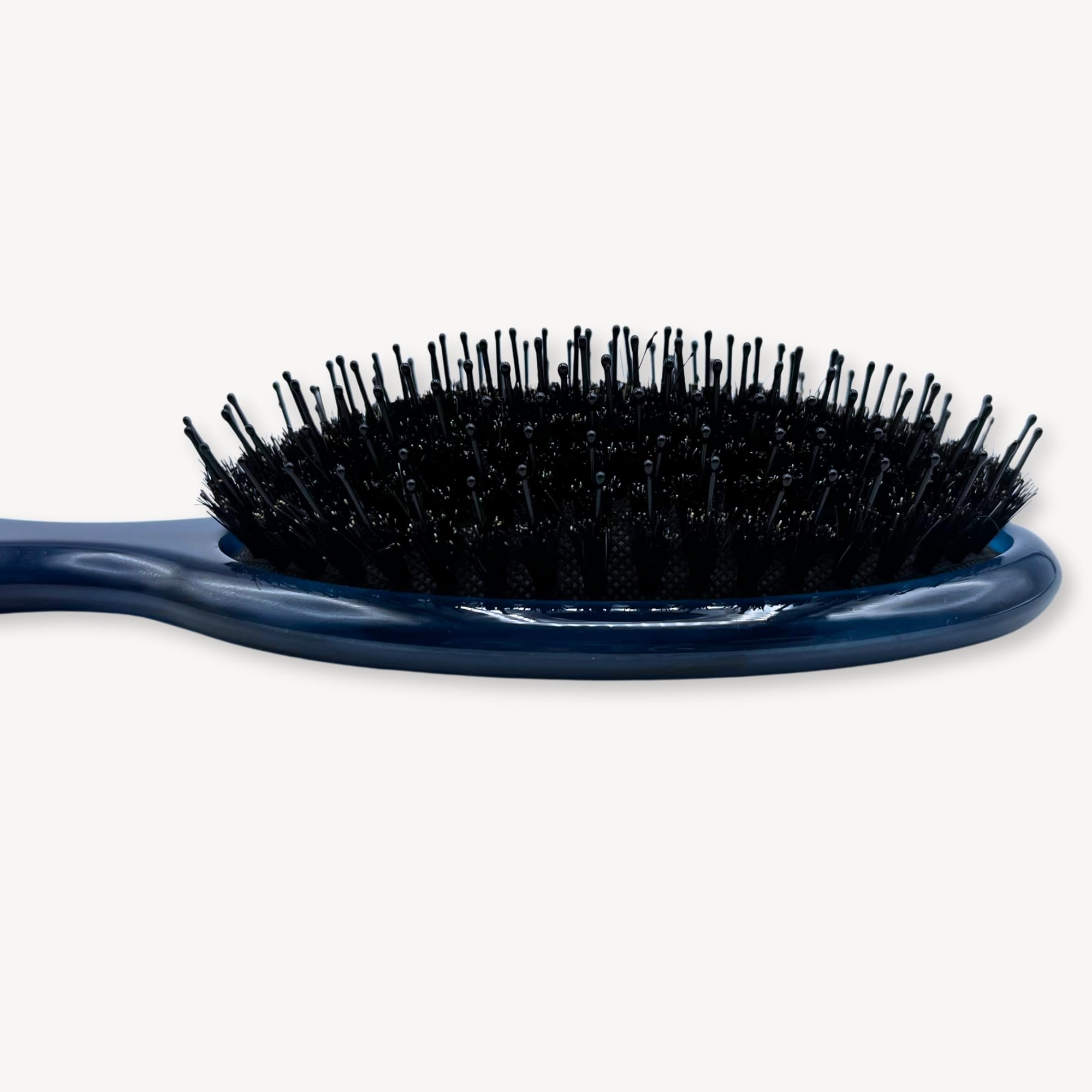Cepillo de cerdas de pelo de jabalí y nailon, cepillo de cerdas de jabalí de Saki Shears para cabello normal a grueso, desenreda suavemente, suaviza y mejora la textura (azul oscuro)