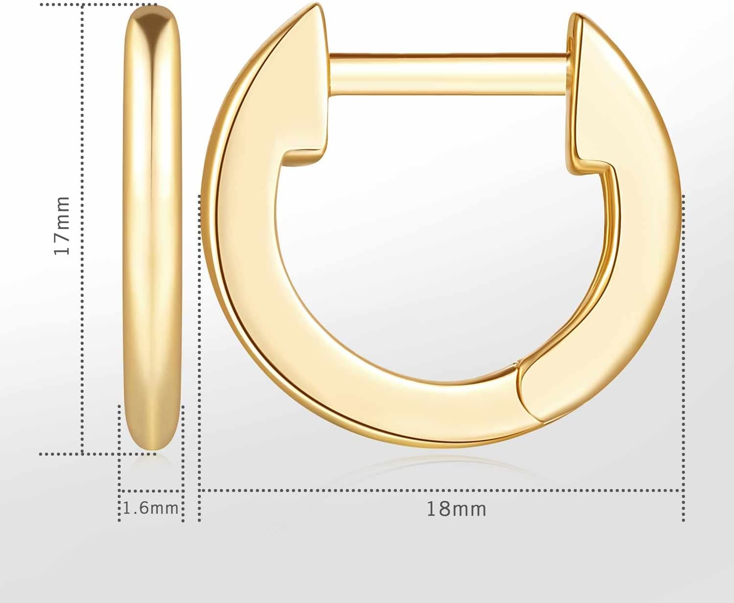 14K Gold Huggie Earrings Small Hoop Earring 14K Gold Earrings for Women Minimalist (12mm*11mm)(18mm*17mm) - Image 6