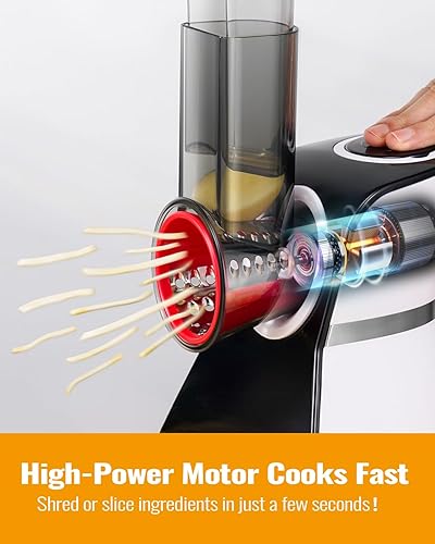 Miniatura 5 de Rallador de queso eléctrico para ensaladas, cortador eléctrico 5 en 1 para cocina casera, control fácil de un toque, con barra de empuje de