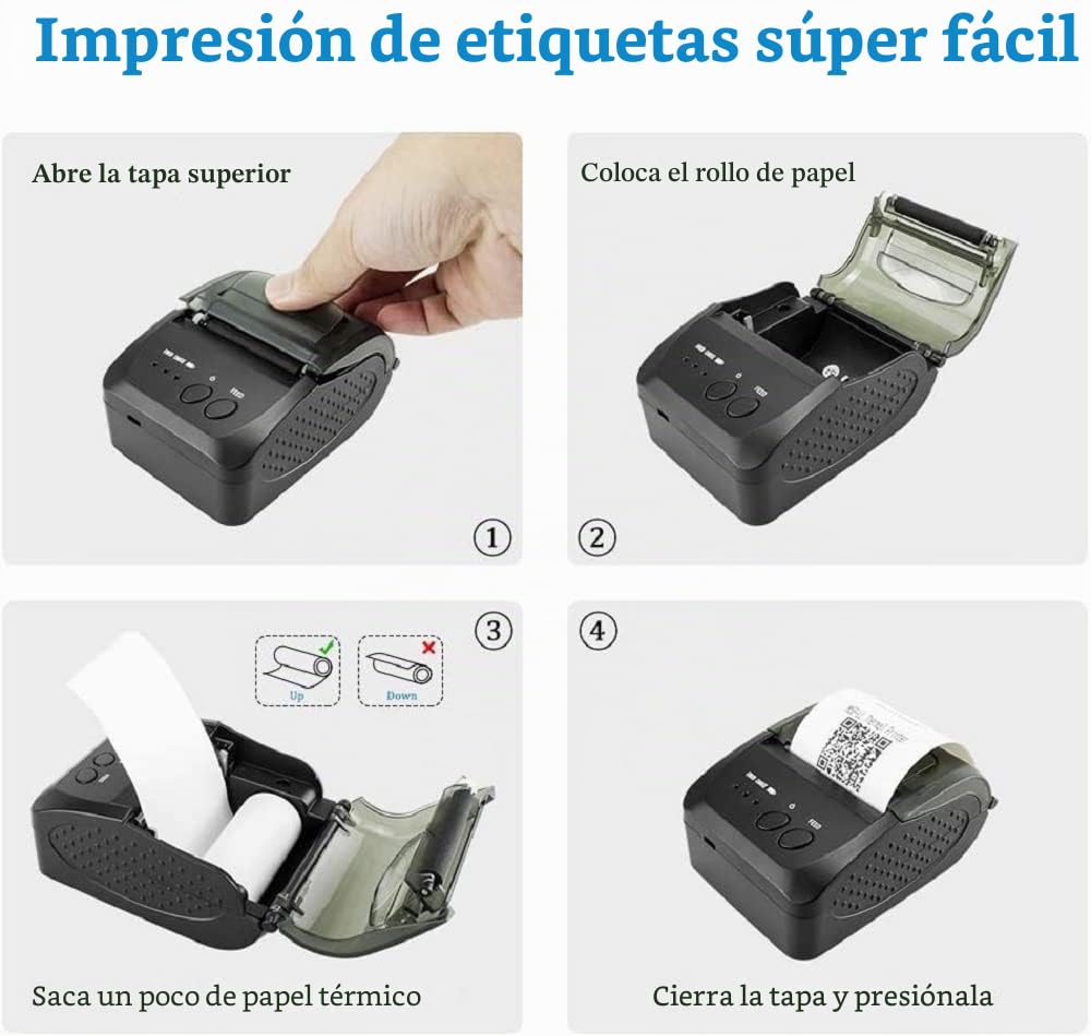 NETUM Impresora térmica inalámbrica Bluetooth de Recibos, portátil, 2 Pulgadas, 58 mm, Mini Impresora USB POS para Soporte de Ventas de restaurantes Android/iOS/PC/Windows/Linux