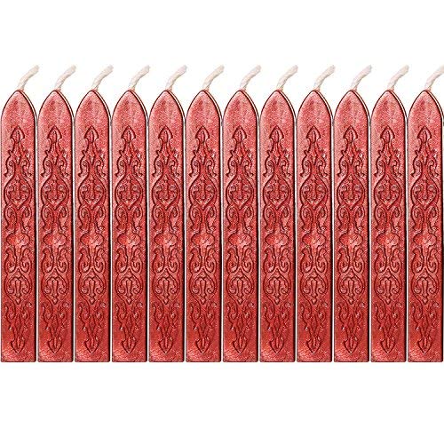 BigBigShop 12 pcs Sealing Wax Sticks with Wicks Antique Fire Manuscript Sealing Wax for Wax Seal Stamp (Red)