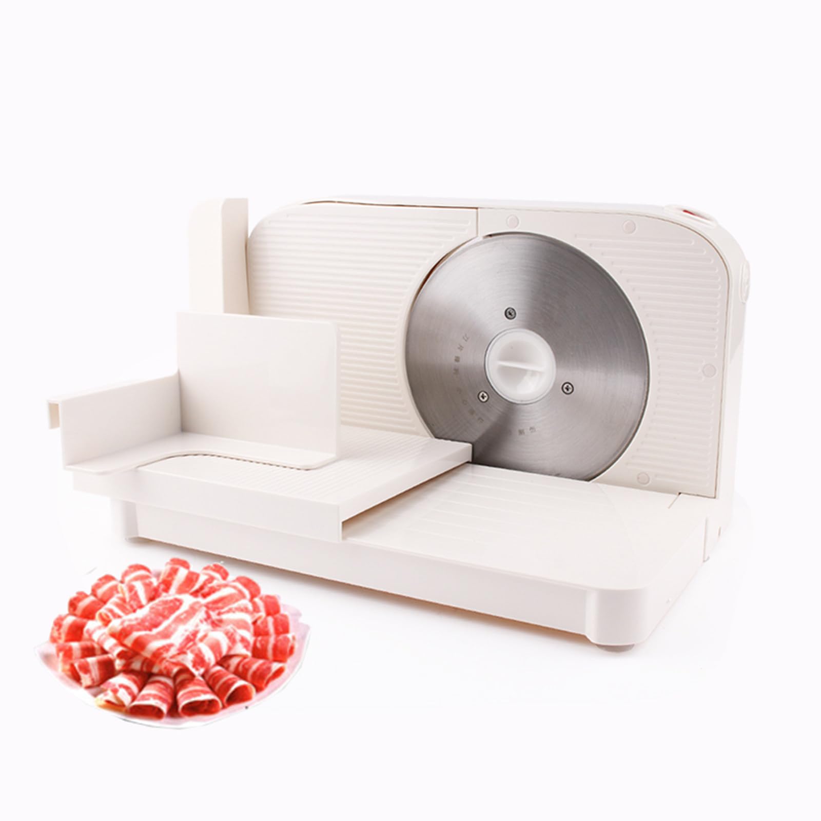 Elektrischer Fleischschneider mit 150 W – Feinkostschneidemaschine für Brot/Käse/Aufschnitt, 17 cm gezahnte Edelstahlklinge, einstellbare Dicke 1–15 mm, Heim-Schneidemaschine