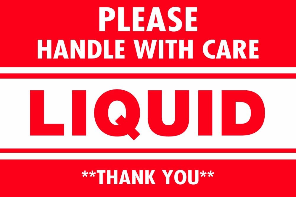 Tape LogicShipping & Handling Label, Legend"PLEASE HANDLE WITH CARE - LIQUID - THANK YOU" (DL1059)
