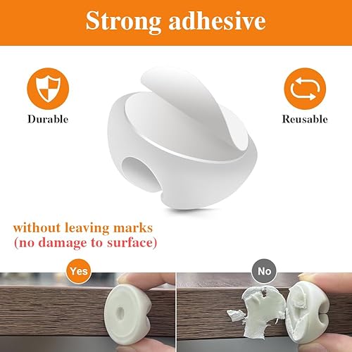 Miniatura 3 de Shintop Clips para cables, paquete de 16 soportes de cable blanco, organizador de cables adhesivos para organizar teléfonos, cargadores, escritorio,