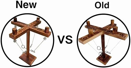 Miniatura 2 de Juego de lanzamiento de anillos para lanzar anillos, juego de lanzamiento de gancho de madera con escalera de tiro para fiestas al aire libre hecho
