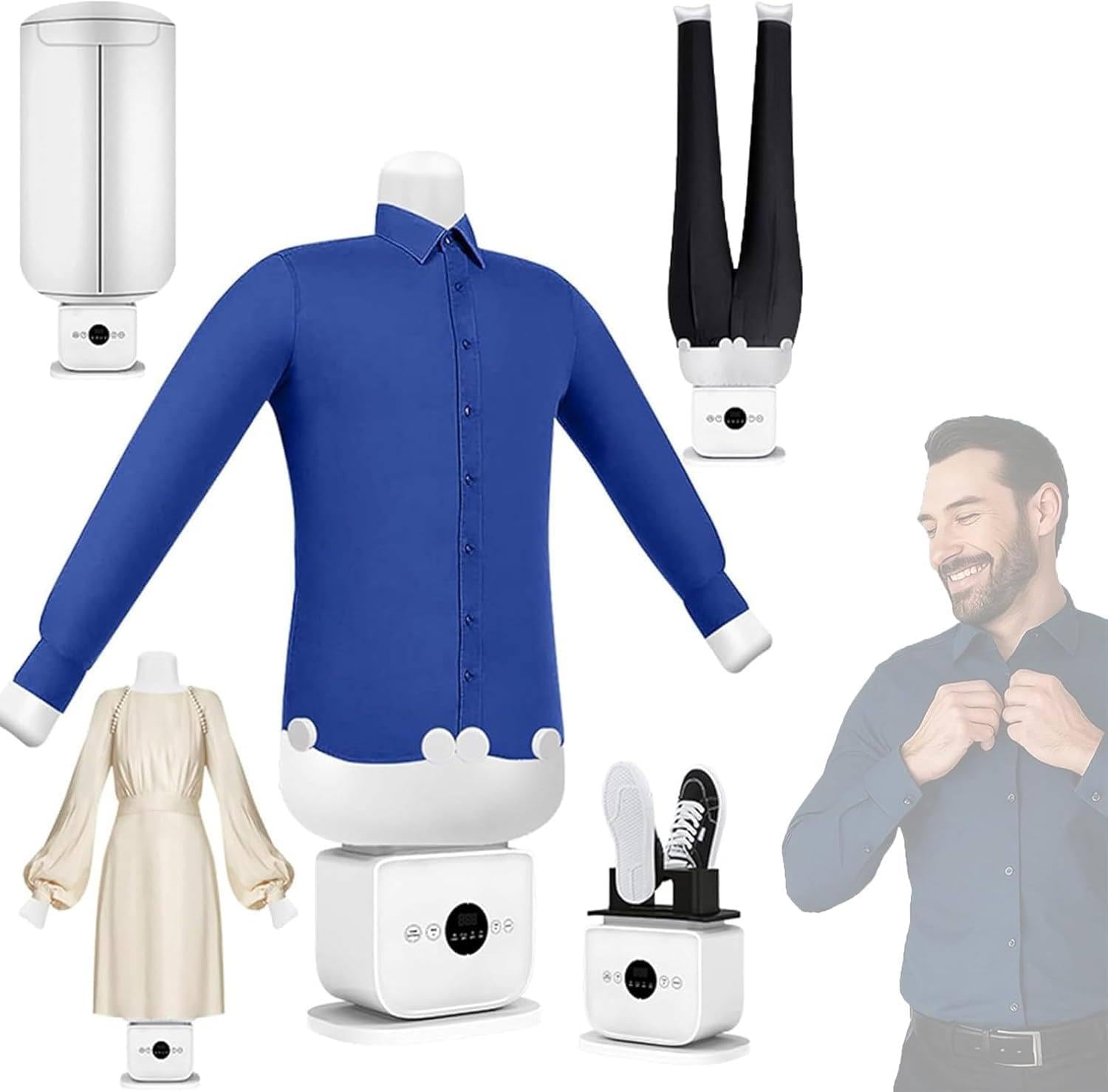 Automatic Electric Steam Ironing Machine, Hands-Free Smart Garment Steamer with Aromatherapy Tank, Adjustable Time & Temperature for Shirts, Pants, and Shoes