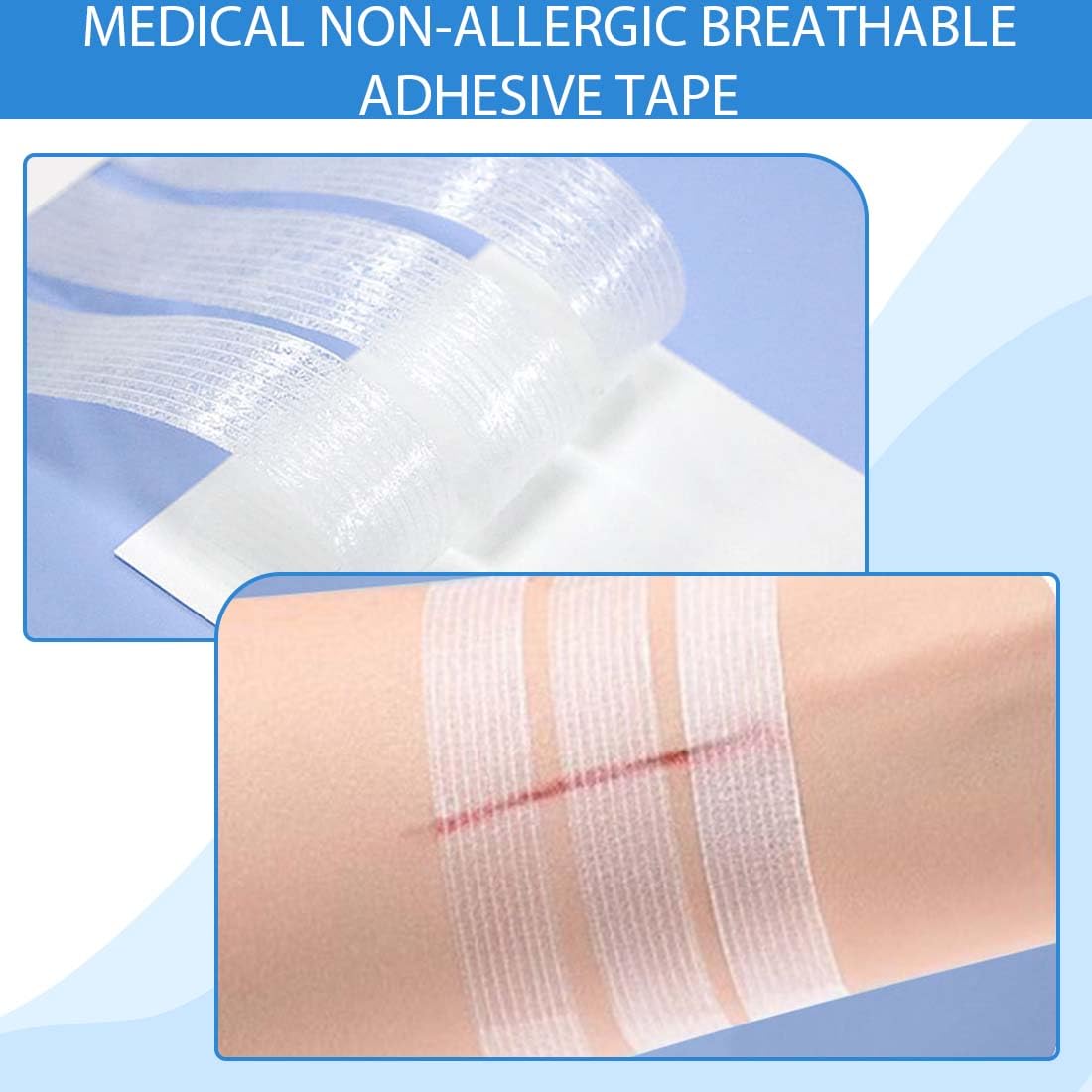 16 Bandes de Fermeture de Plaies, Strips Sutures Adhésives, Fermetures Cutanées pour Refermer les Petites Coupures, Ruban adhésif respirant, Pour Activités en Extérieur (12*100 mm, 6*100 mm)